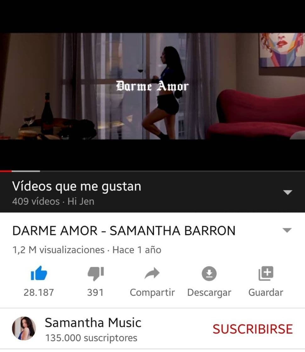 Canción DARME AMOR - SAMANTHA BARRON - YouTube