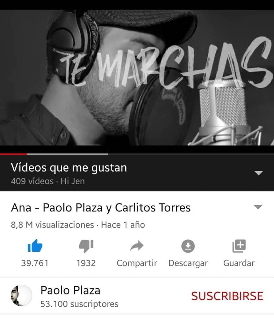 Canción Ana - Paolo Plaza y Carlitos Torres - YouTube