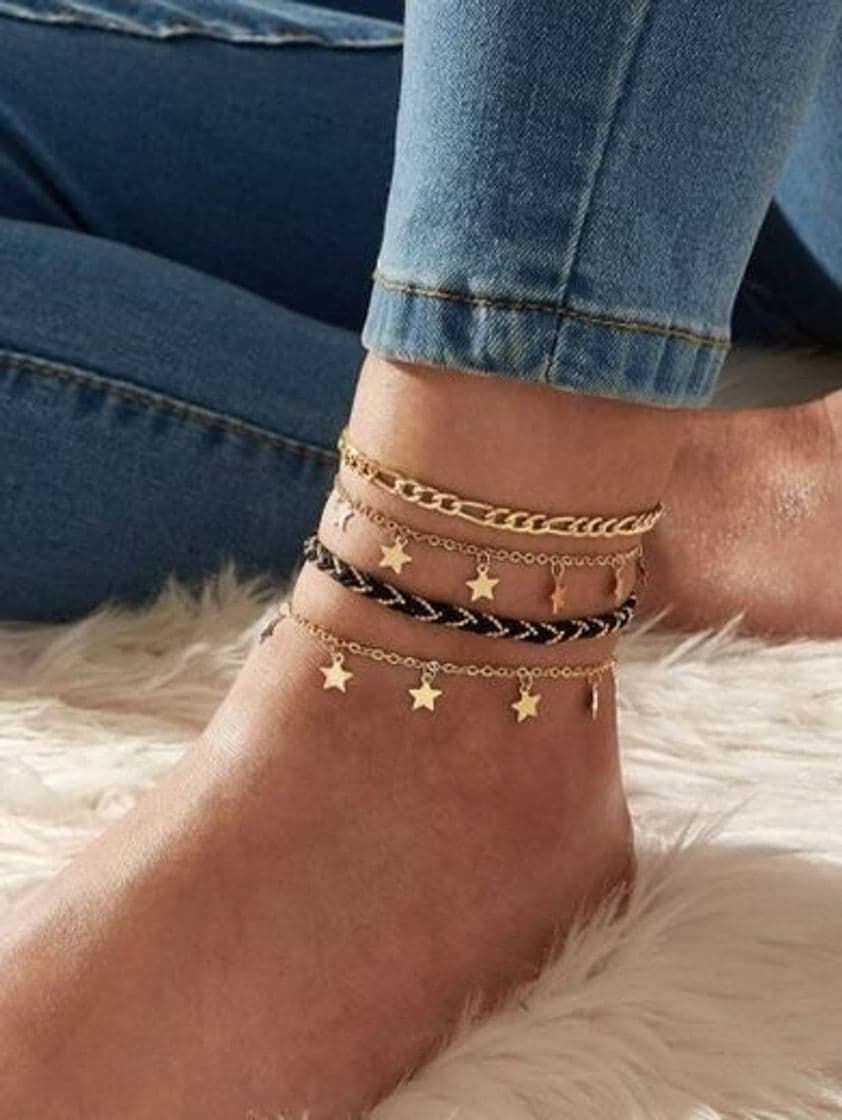 Fashion Star Charm Chain Anklet 4pcs