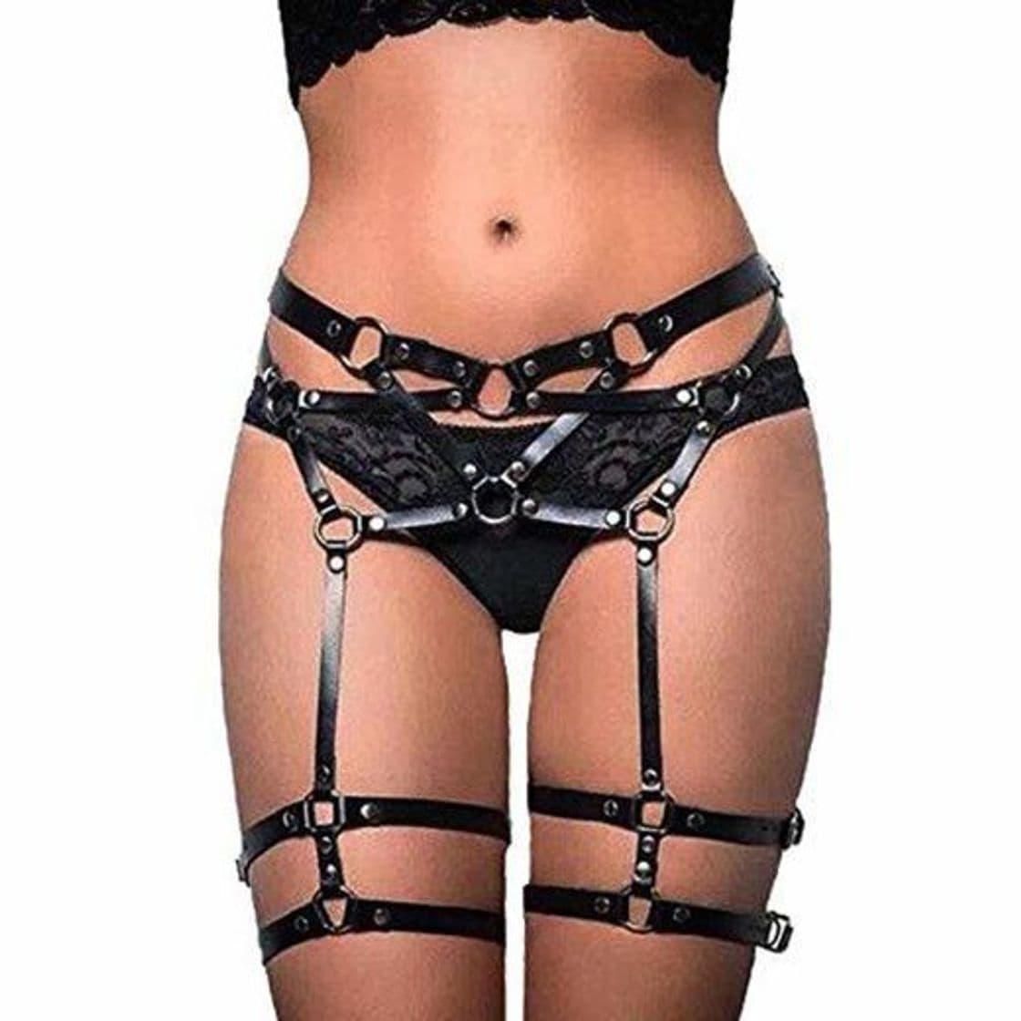 Product LUOSFUH Mujeres PU Cuero Arnés ajustable Punk Gótico Liga O-Rings Body Belt