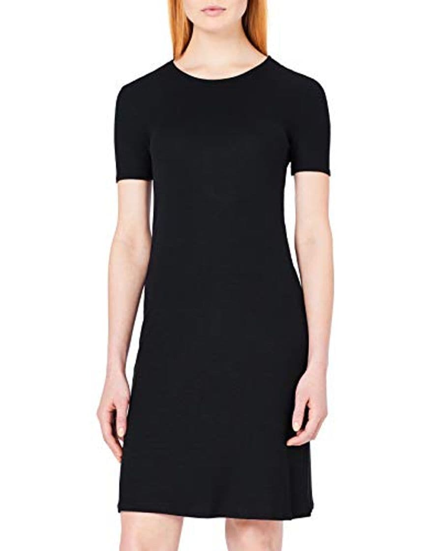 Producto Marca Amazon - MERAKI Vestido Camiseta Slim Fit Mujer, Negro