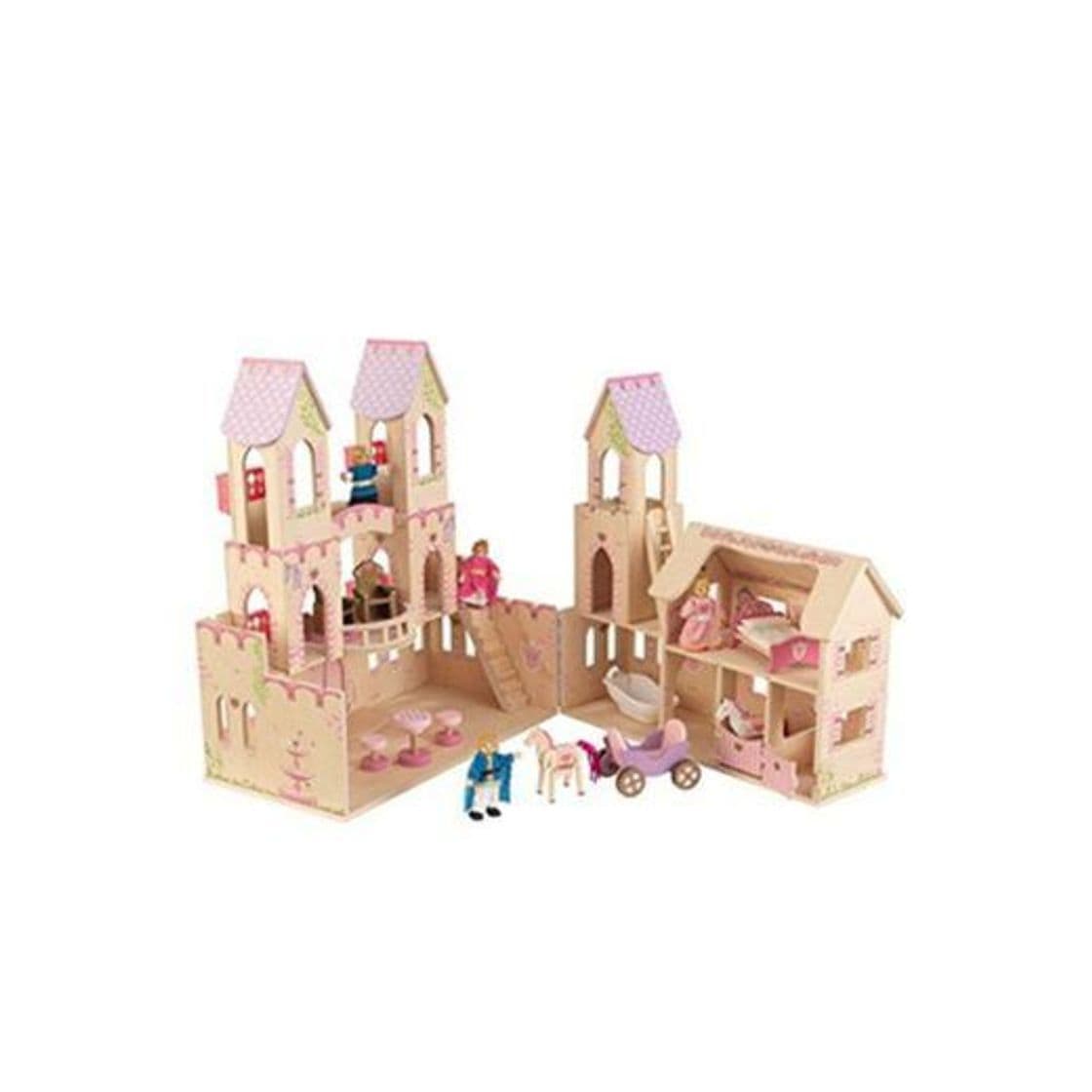 Product KidKraft 65259 Casa de muñecas de madera Palacio de Princesa para muñecas de 12 cm con 17 accesorios incluidos y 3 niveles de juego