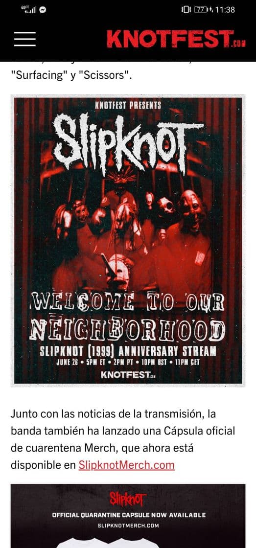 Canción Knotfest Streaming Concert Series to Feature Slipknot's