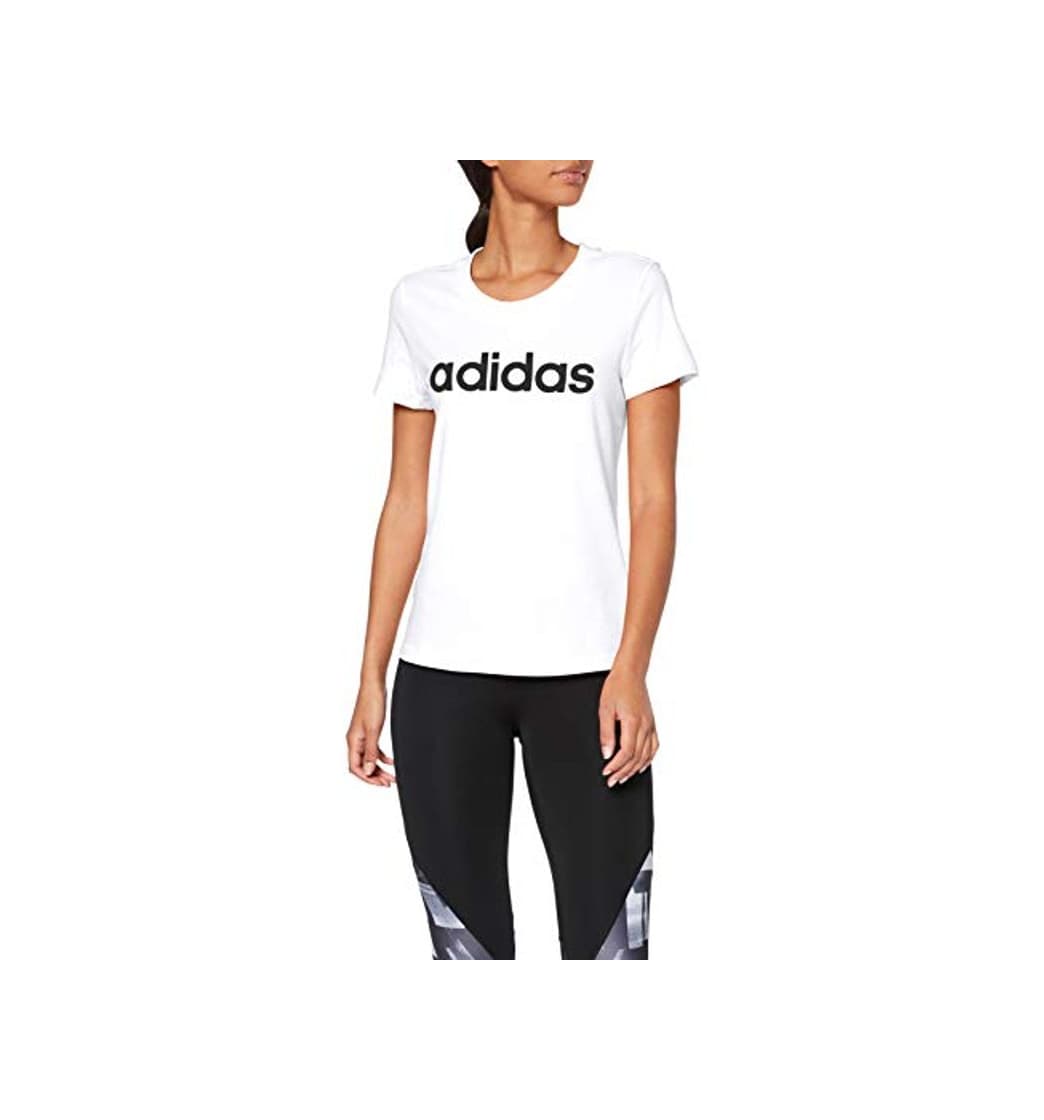 Fashion adidas W E Lin Slim T Camiseta de Manga Corta, Mujer, Blanco