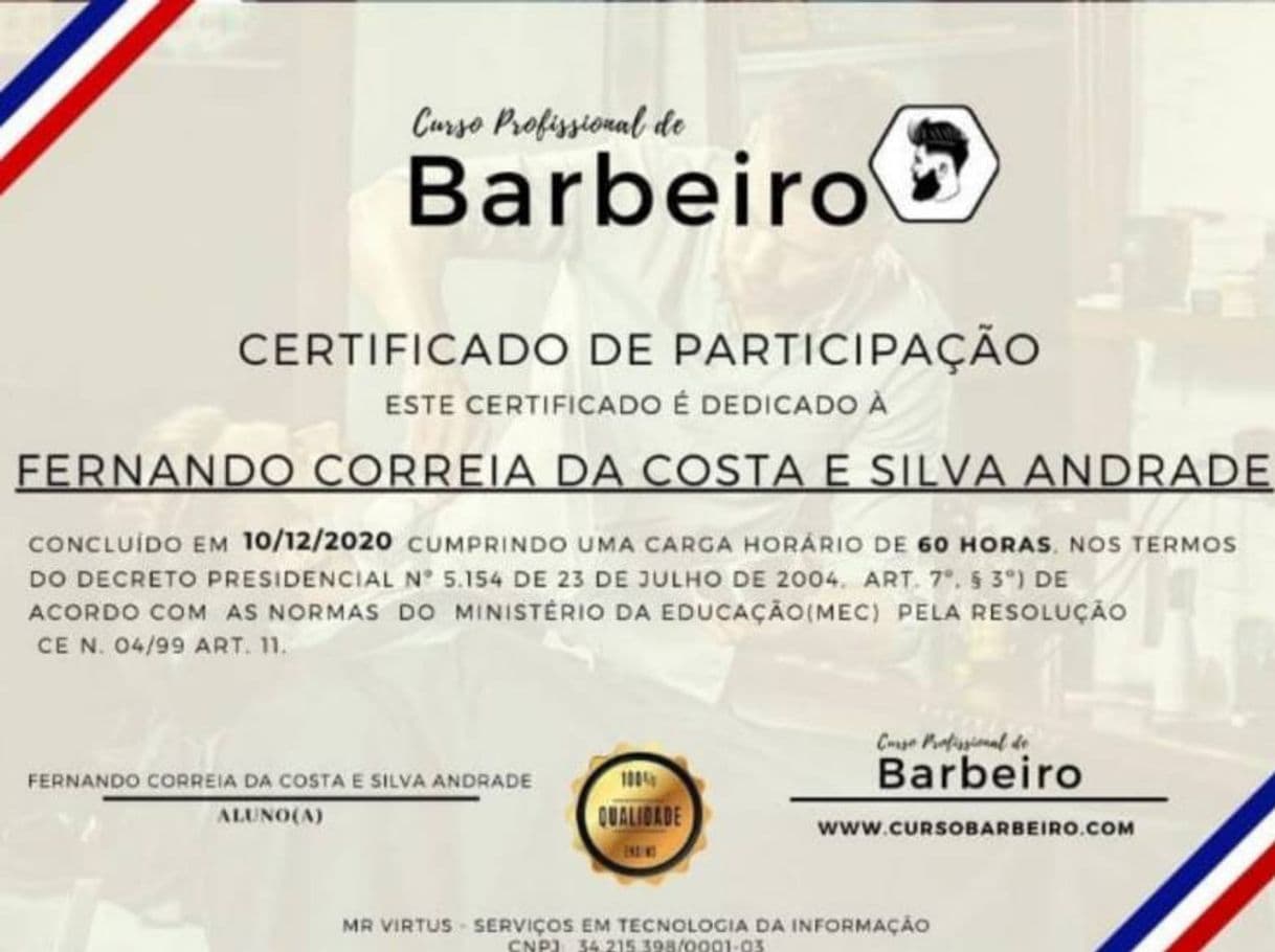 Fashion Curso de barbeiro 100% Online , com certificado