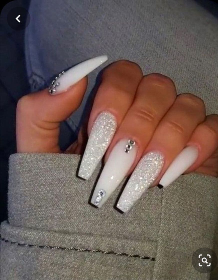 Fashion Glitter White Nails