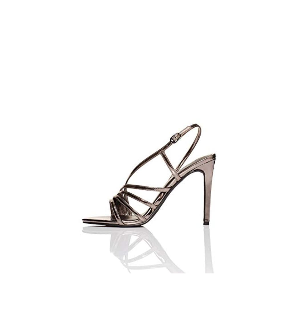 Moda find. Assymetric Sandal Sandalias con Punta Abierta, Gris