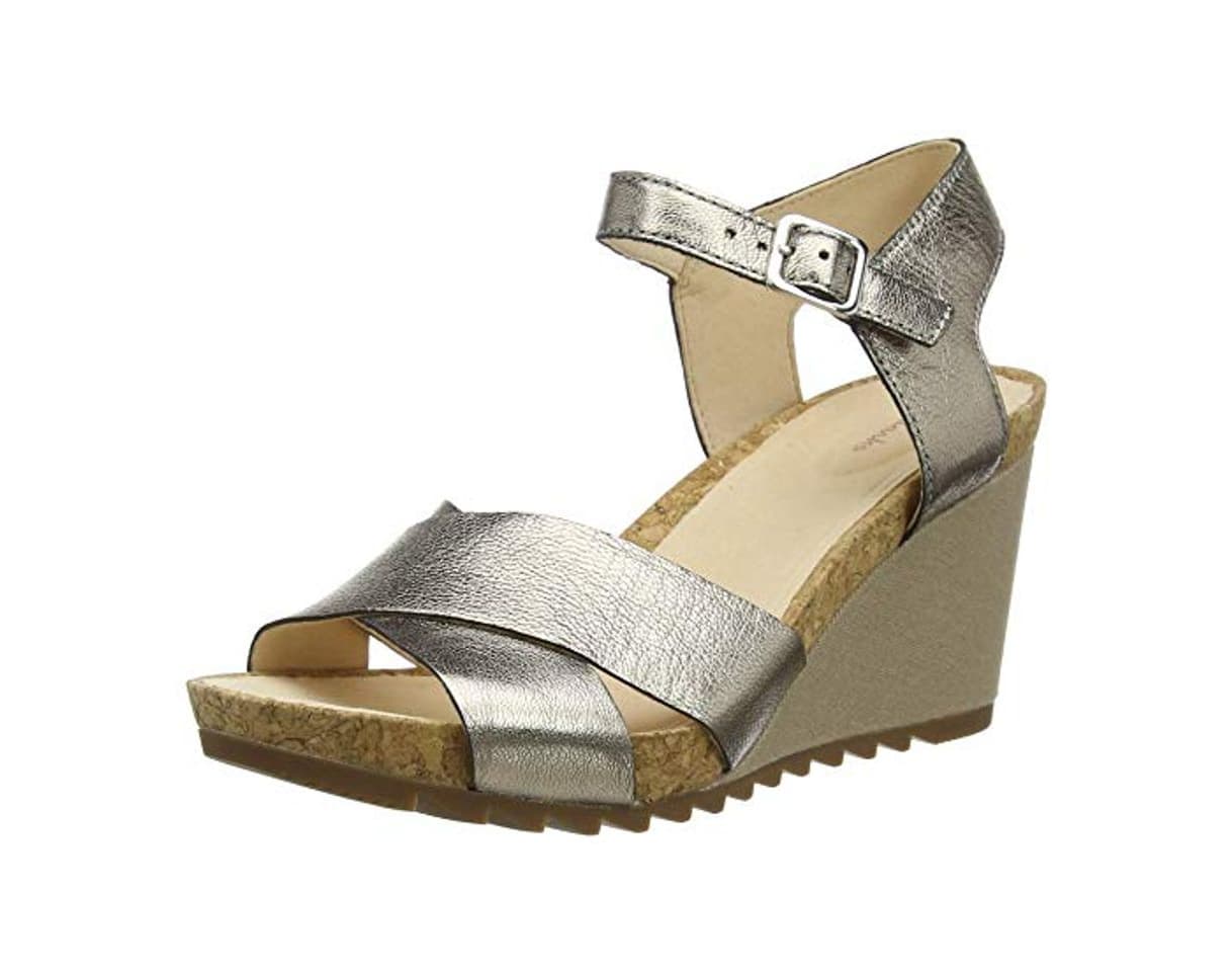 Moda Clarks Flex Sun, Sandalias de Talón Abierto para Mujer, Gris