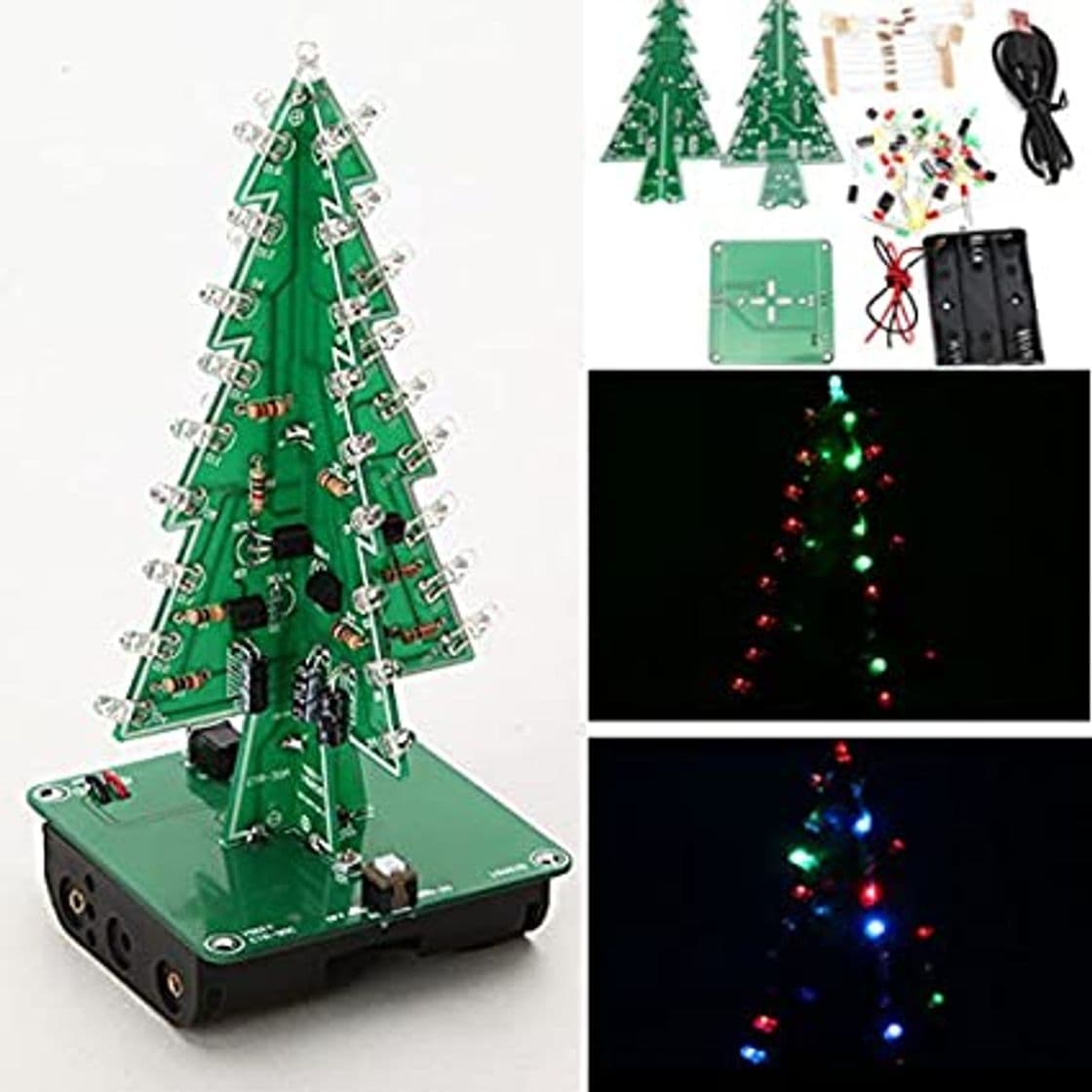 Moda Christmas Tree LED Flash Kit 3D DIY Electronic Learning Kit HD ...