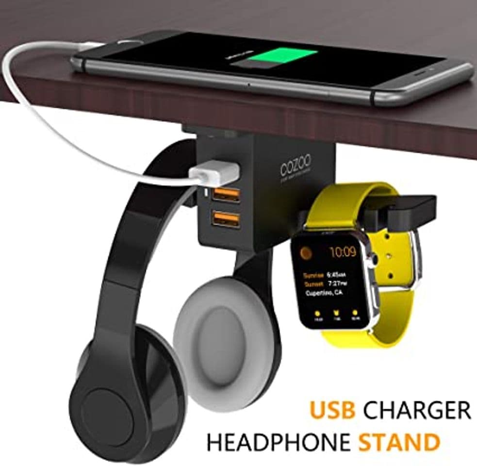 Moda Soporte para auriculares con cargador USB COZOO