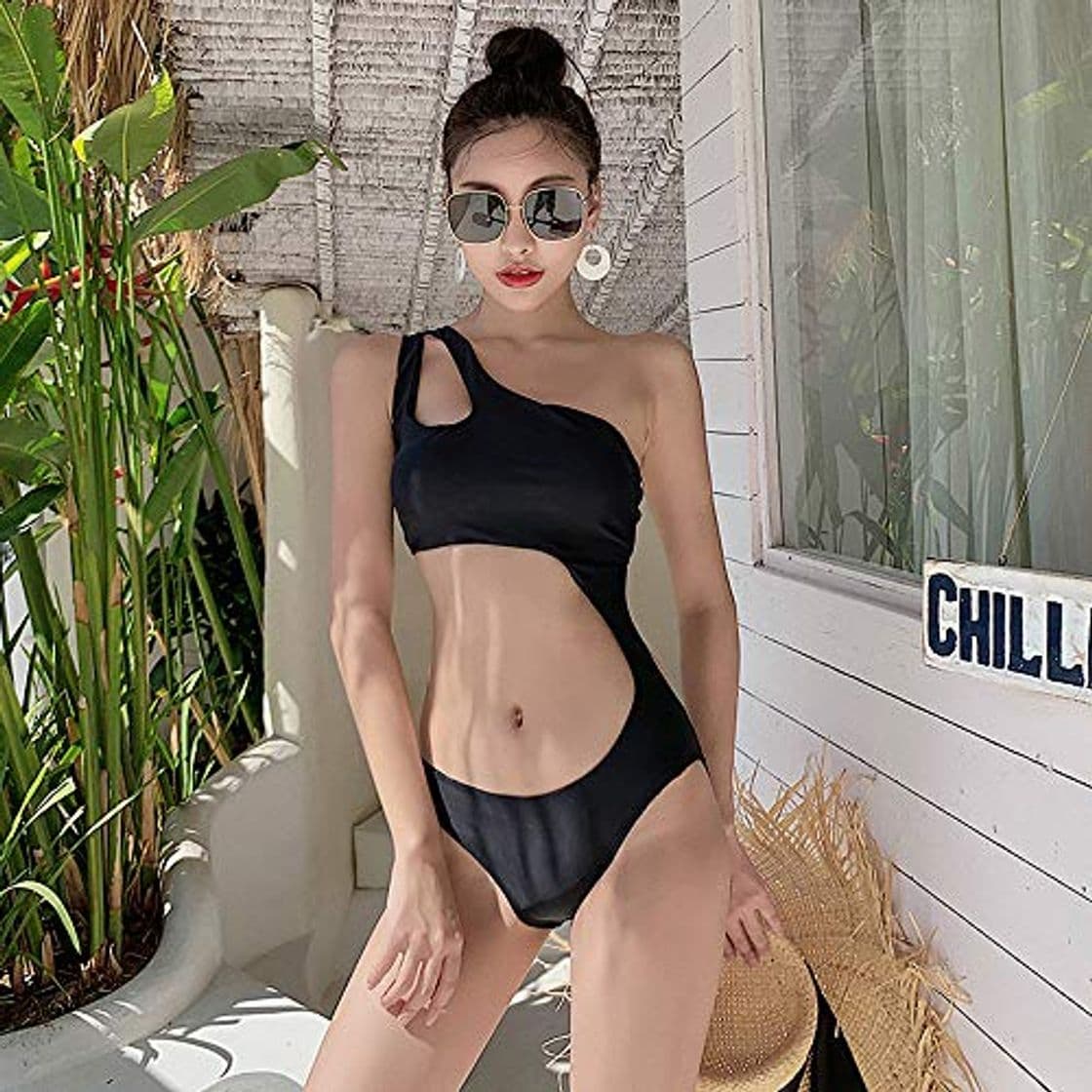 Producto Sexy Traje De Baño Negro Traje de Baño Mujer Una Pieza Conjunto de Bikini Push Up Acolchado Bra Un Hombro Bañadores Push Up Bañadores Top Bikini Push Up Trajes de Baño Bikini Sexy Swimwear Lencería