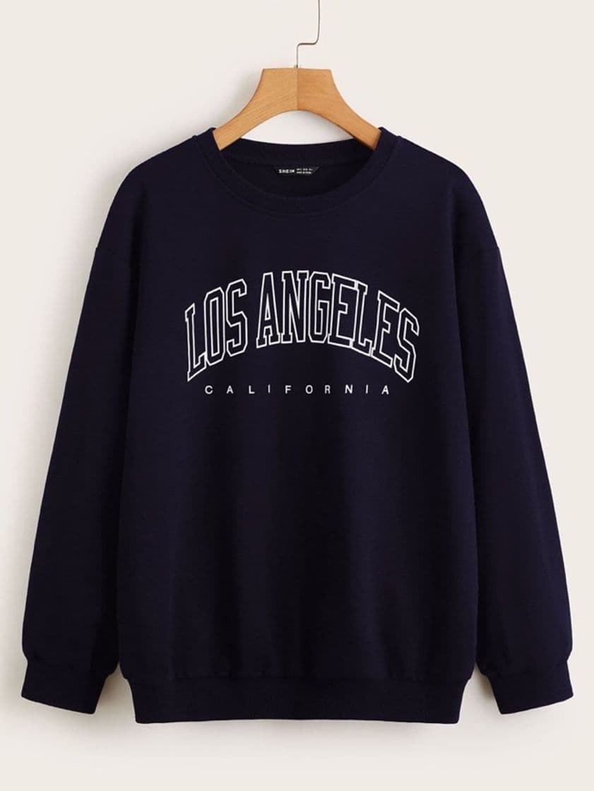 Fashion Drop Shoulder Letter Graphic Pullover