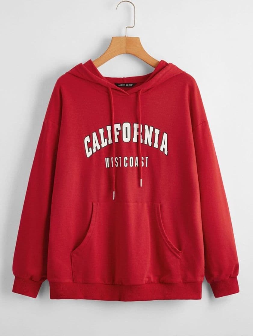 Moda Letter Graphic Kangaroo Pocket Hoodie