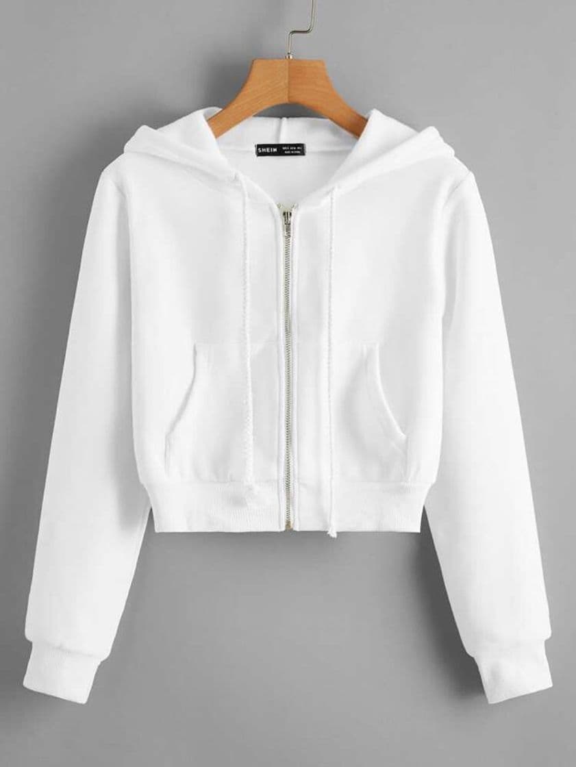 Moda Kangaroo Pocket Zip Up Drawstring Hoodie