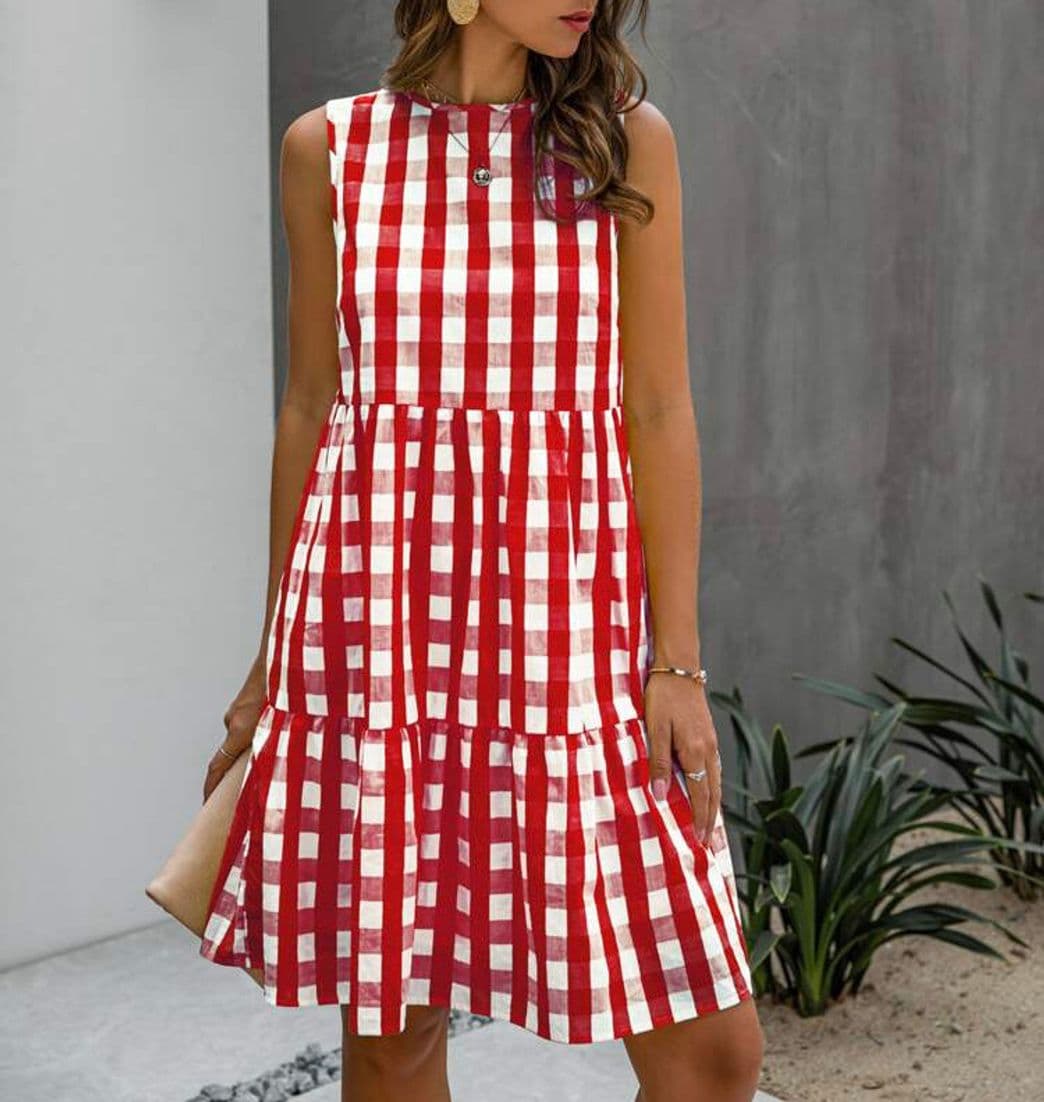 Product Ruffle Hem Gingham Smock Dress