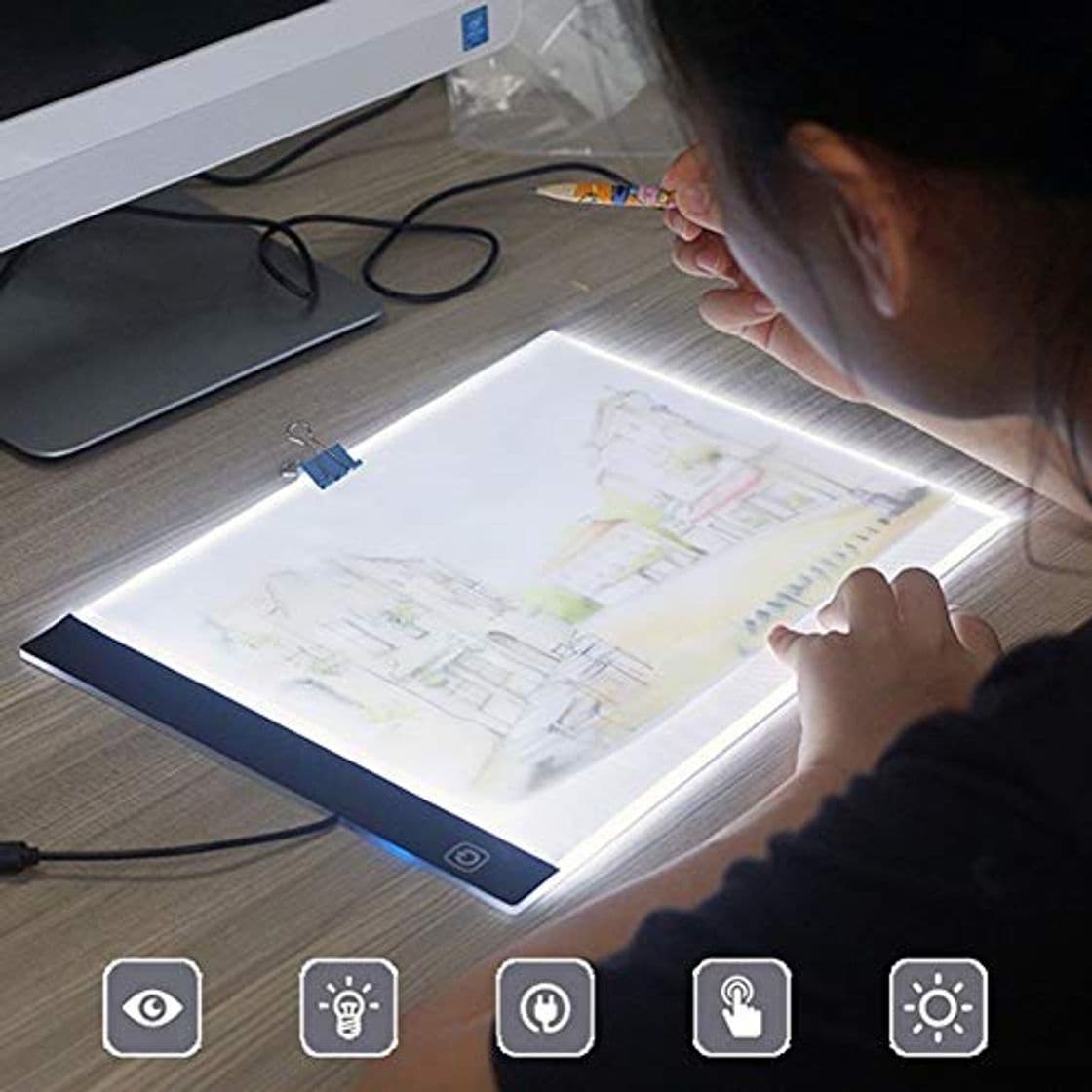 Product Delleu A4 LED Copy Station Drawing Copy Tracing Caja de luz USB Rechargeable Art Stencil Boards Tattoo Tracing Plat