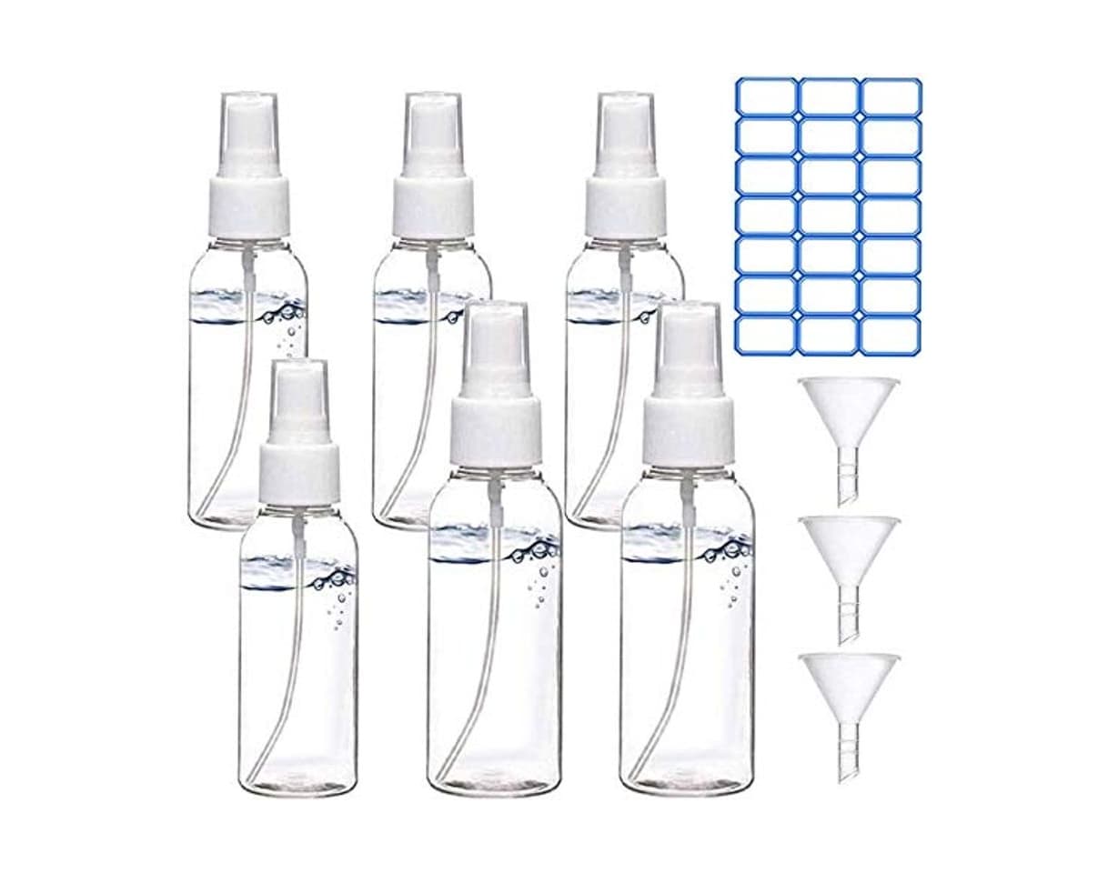 Fashion Oumakiku Botellas de Spray Botellas de Viaje Spray de Niebla Fina Transparente Set Contenedores de Líquido Transparente Recargables para Perfume Loción de Maquillaje Cosmético 6 Piezas 50 ml 100 ml