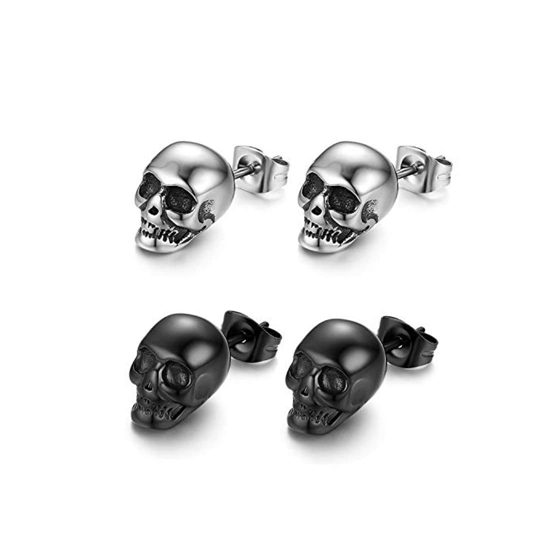 Producto 4 Pcs Pendientes Calavera Aretes Acero Punk Aretes Hombre Mujer Regalo Dia de Padre San Valentin Hipoalergénico Joyería de Moda