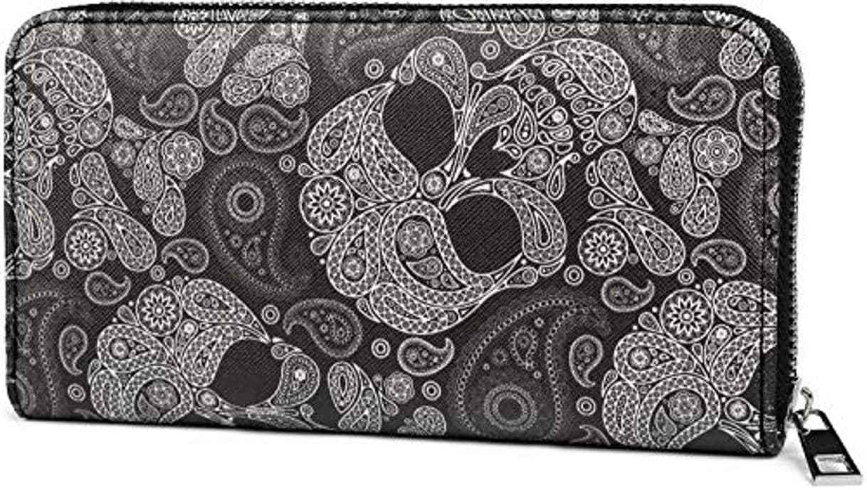 Product styleBREAKER Monedero de Mujer con Estampado de Cachemira con Calavera, Cremallera, Cartera