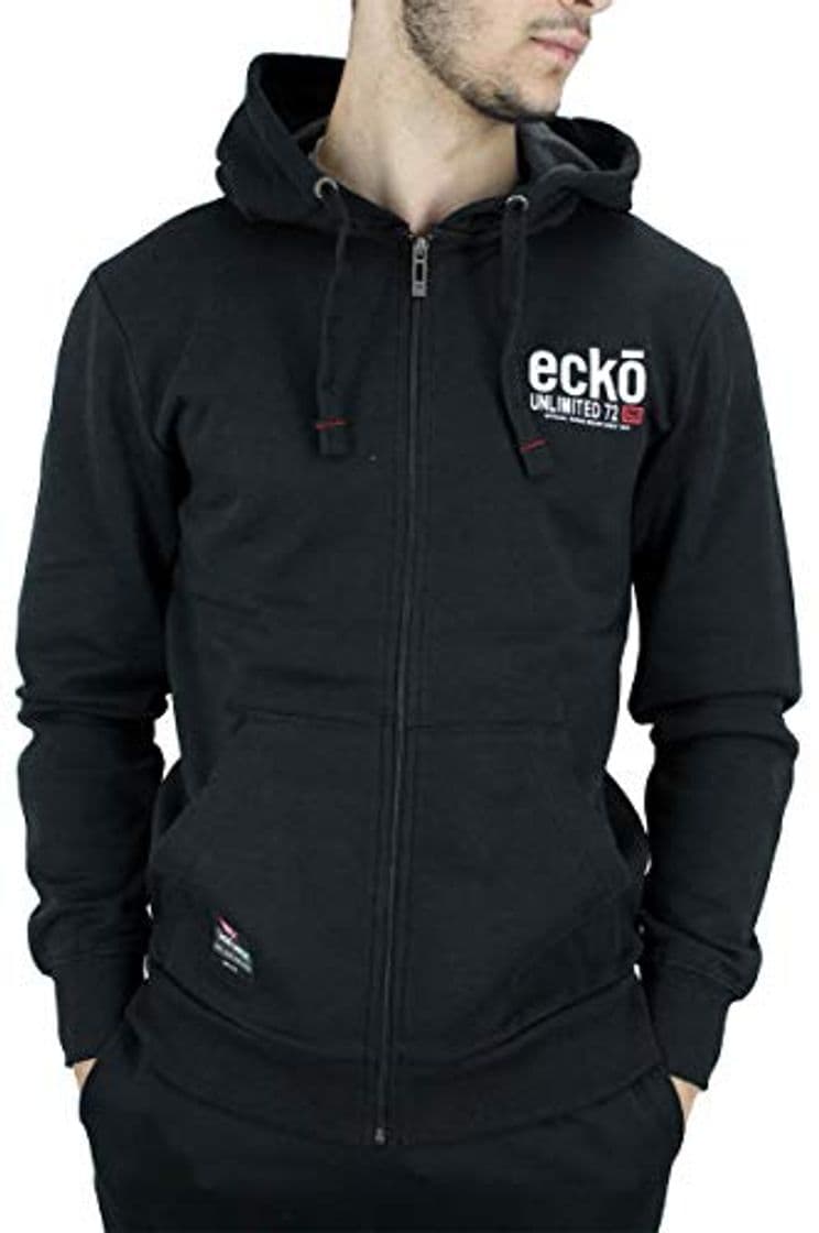 Fashion Ecko Hombre Manga Larga Diseñador Cremallera Completa Chaqueta con Capucha