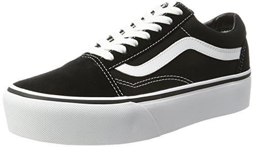 Moda Vans Old Skool Platform, Zapatillas para Mujer, Negro