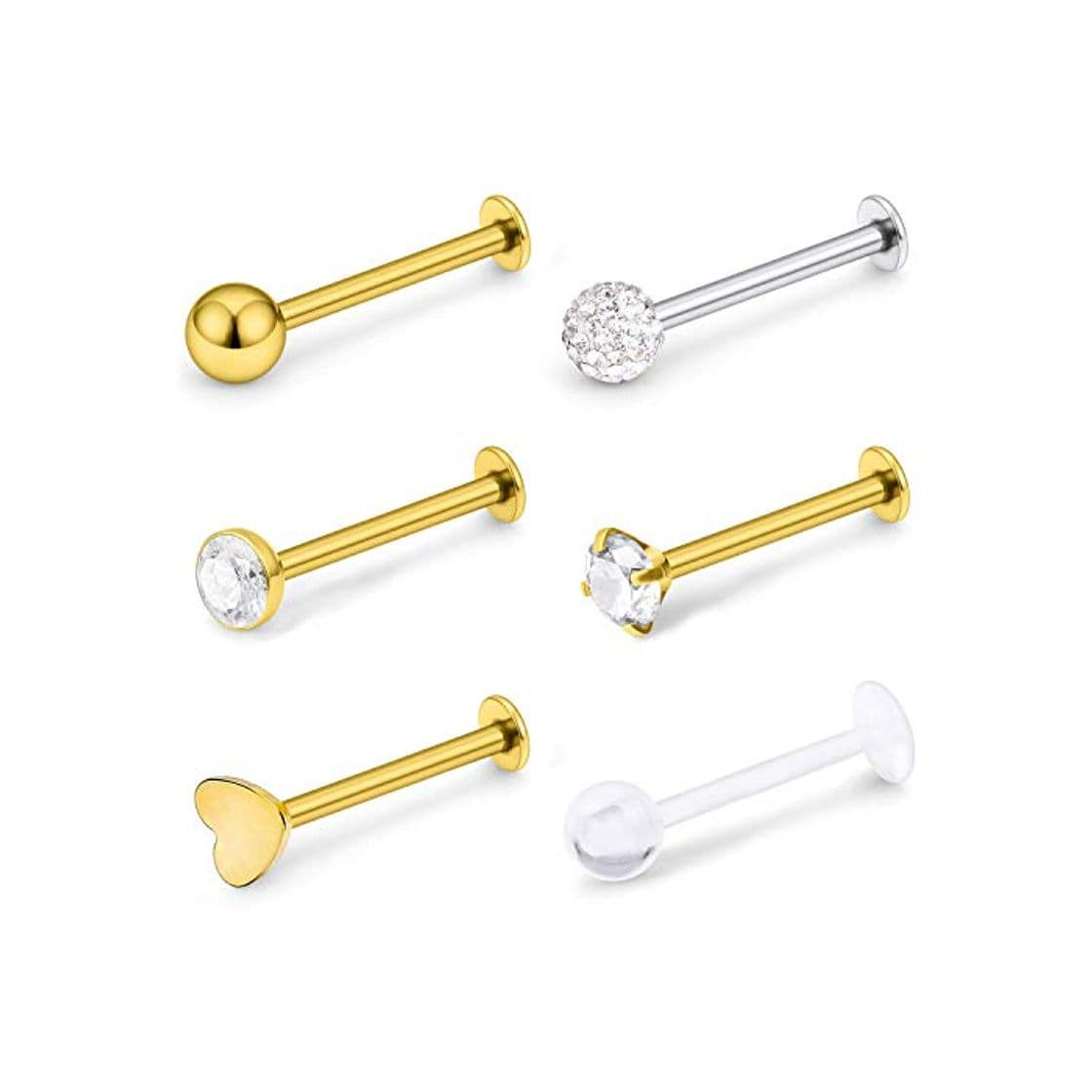 Product VFUN 16G Acero Inoxidable Labret Studs Monroe Labio Anillo Retenedores Cartilago Tragus