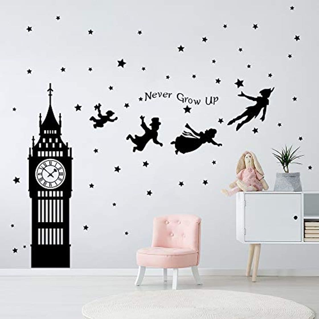 Product decalmile Pegatinas de Pared Peter Pan Big Ben Estrellas Vinilos Decorativos Niños