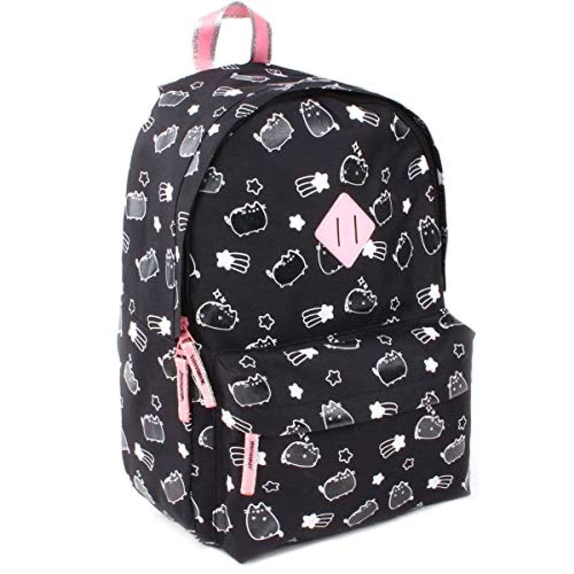 Moda Pusheen [Q1798] - Mochila 'French Touch' 'Pusheen' Negro Rosa - 39x29x16 cm