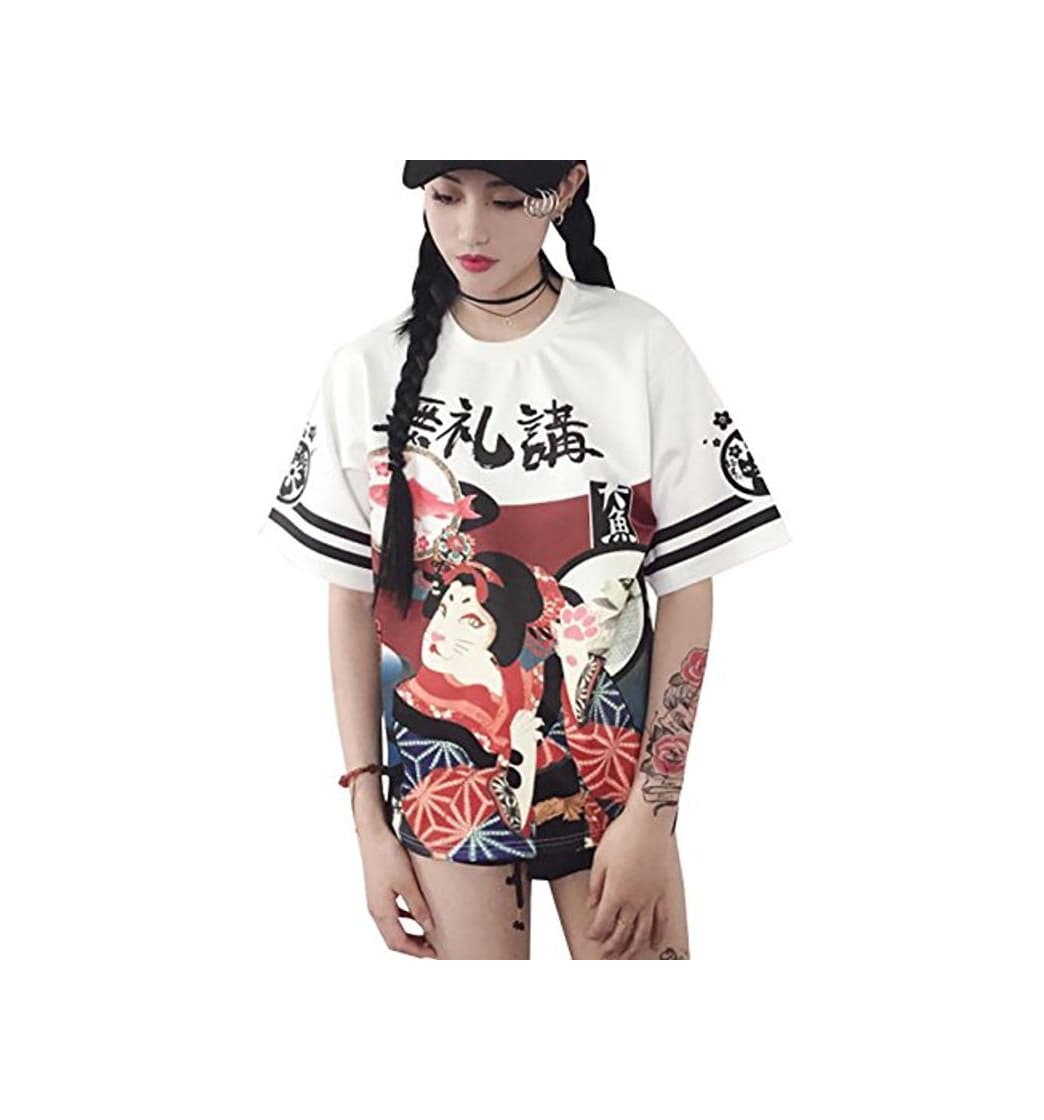 Moda Loralie Girls Camiseta Holgada de Manga Corta de Estilo japonés con Moda y diseños Kawaii