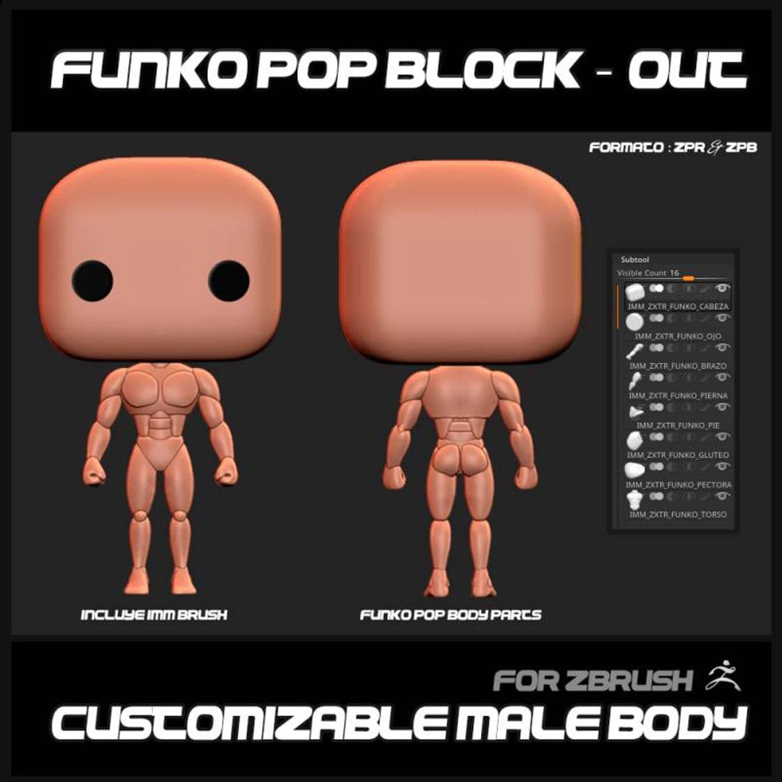 Moda FUNKO POP BLOCK-OUT | MALE BASE MESH – ZbrushXtreme