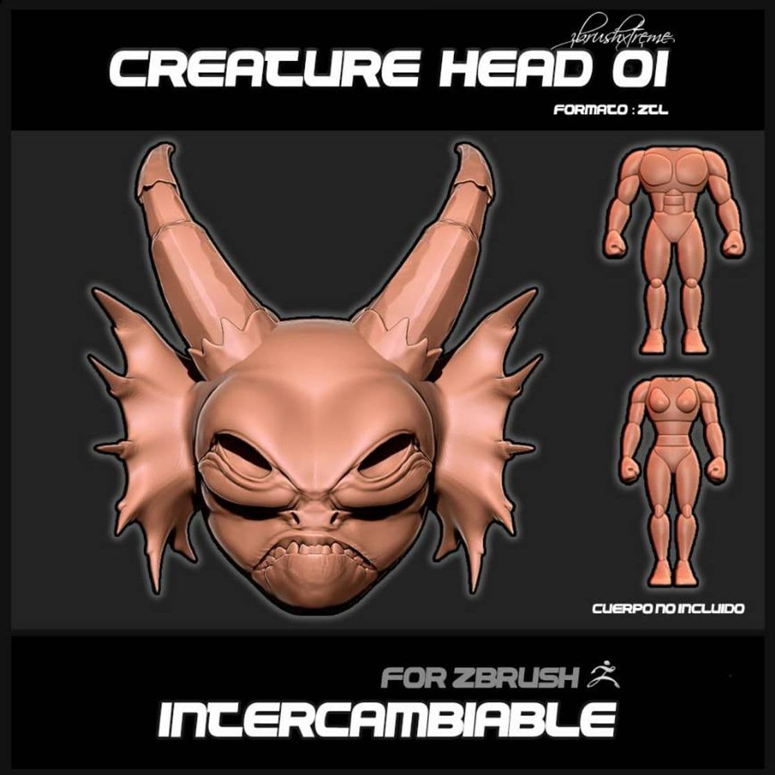 Moda HEAD INTERCAMBIABLE ( CREATURE-01 ) – ZbrushXtreme