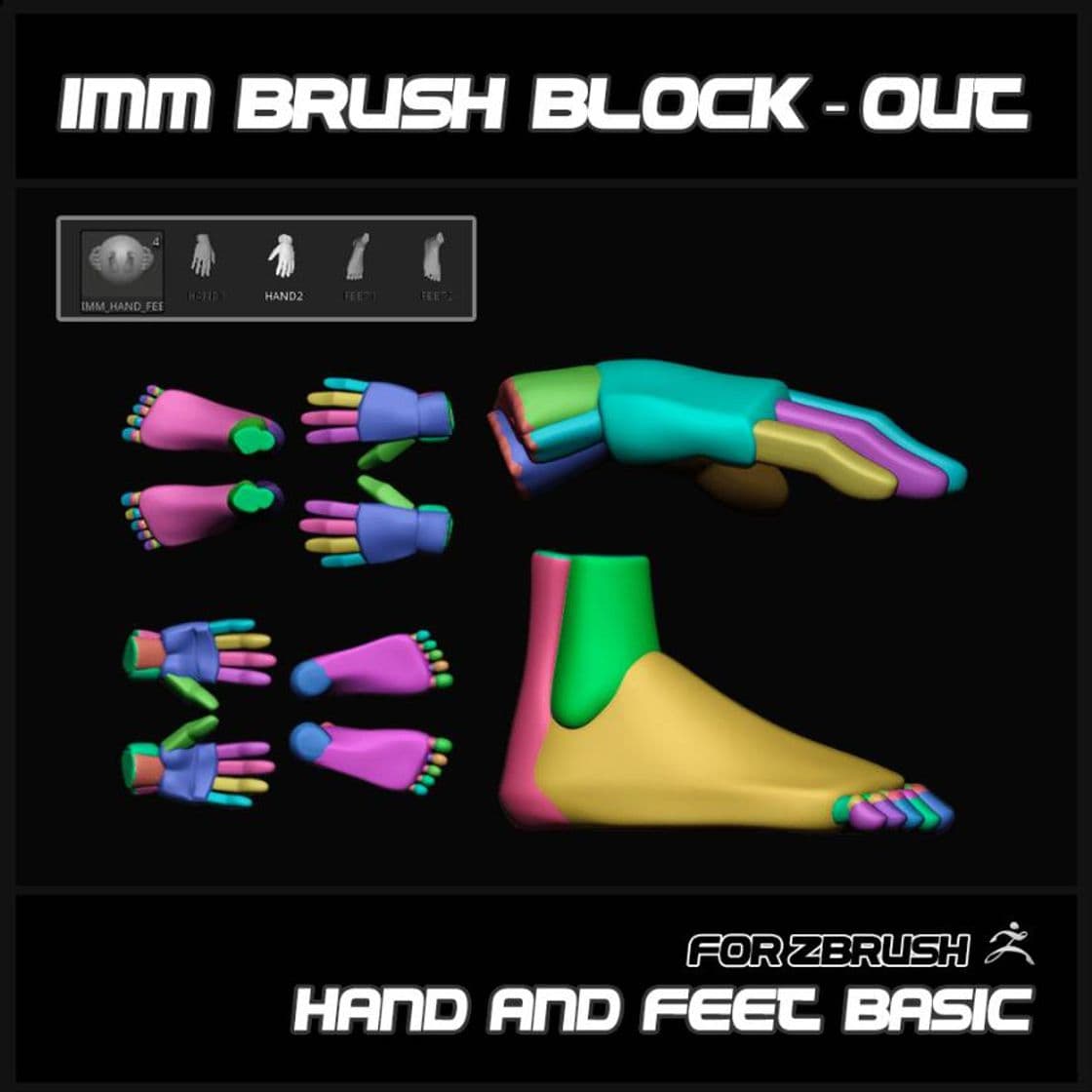 Moda IMM BRUSH PACK – HANDS AND FEETS FOR ZBRUSH

