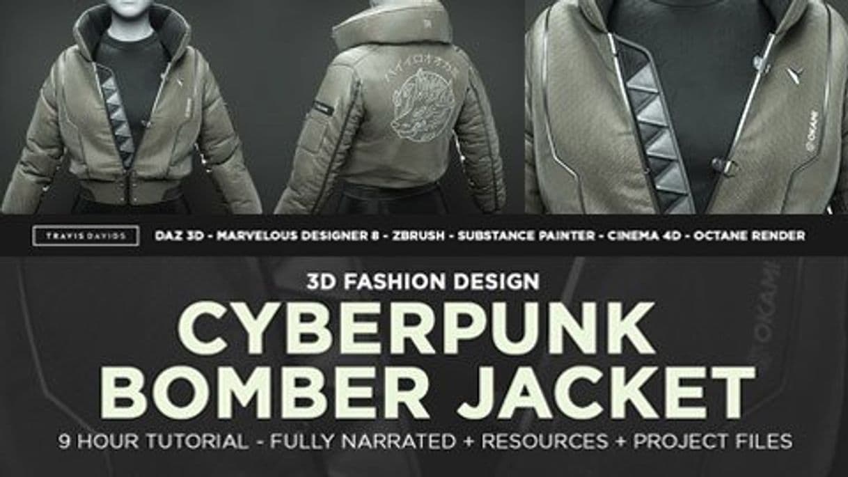 Moda Cyberpunk Bomber Jacket – 3D Fashion Design Course