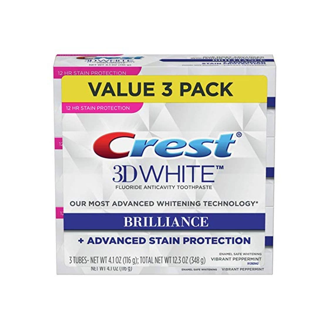 Product Crest Toothpaste 3D White Brilliance Vibrant Peppermint, 4.1oz