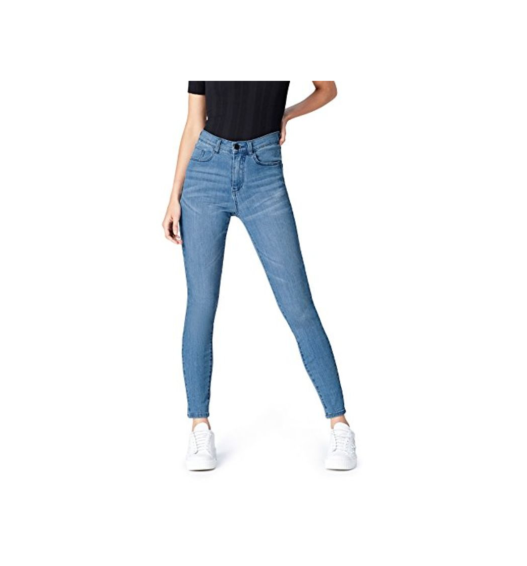 Moda Marca Amazon - find.. Vaqueros Ceñidos de Tiro Alto Mujer, Azul