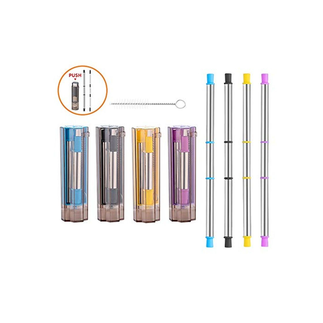 Producto Collapsible Reusable Straws Folding Grade Silicone long Straw Hot & Cold Drinks