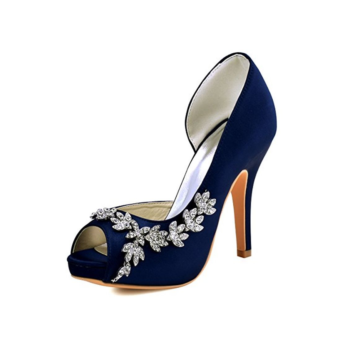 Fashion ElegantPark HP1560IAC Mujer Plataforma Peep Toe TAC¨®n Aguja Satin Zapatos De Noche Azul Marino EU 40