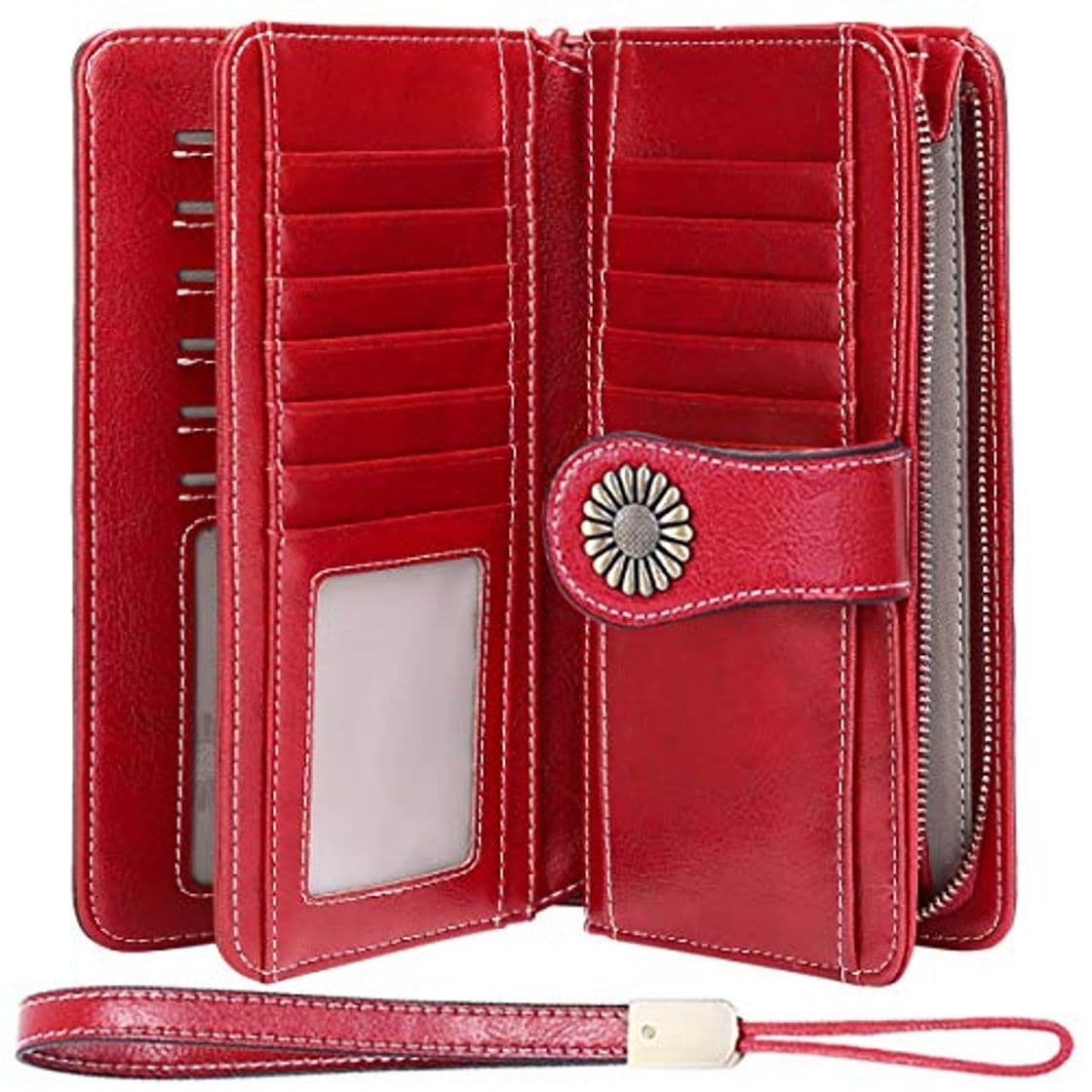 Producto Cartera Cuero Mujer Bloqueo RFID Monedero Piel Mujer Grande con Muchos Bolsillos,