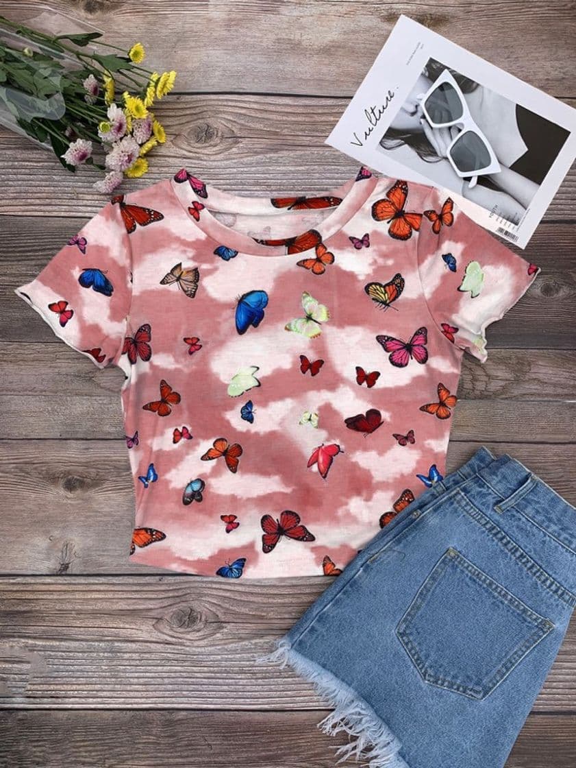 Moda Camisa con estampado de mariposa $157 pesos 