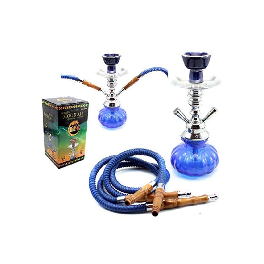 Fitness HIBRON® Cachimba shisha hookha pequeña 25cm 2 mangueras, kit de iniciación completa