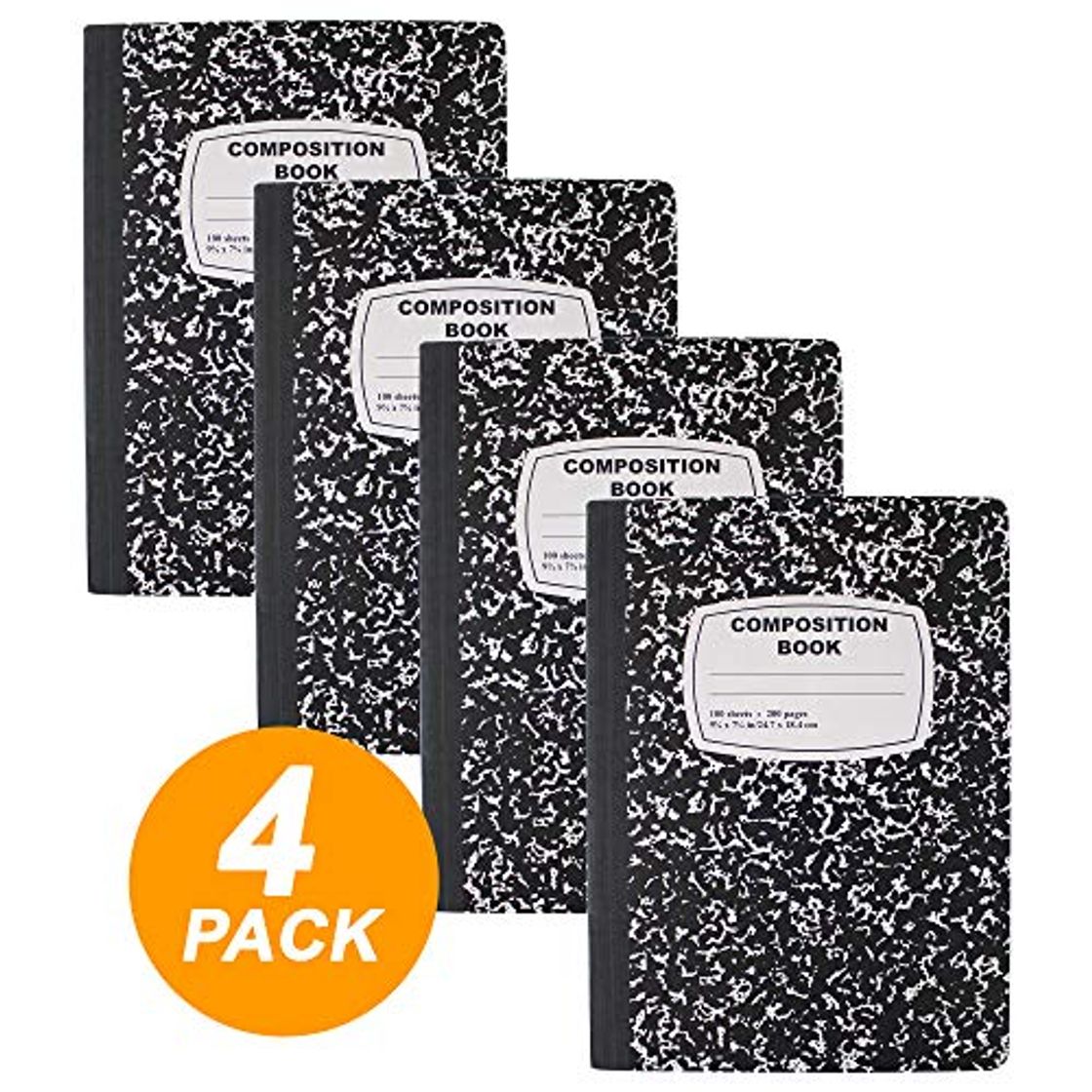 Producto emraw blanco y negro mármol estilo cubierta Composición libro con 100 hojas de papel de ancho rayas blanco