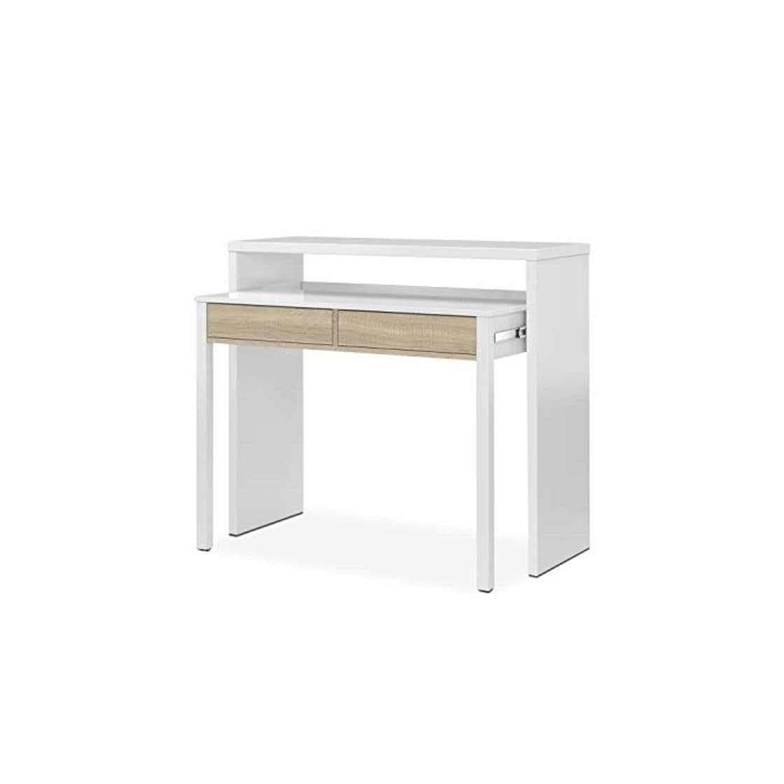 Producto Habitdesign 0F4582A - Mesa Escritorio Extensible, Mesa Estudio Consola, Color Blanco Artik