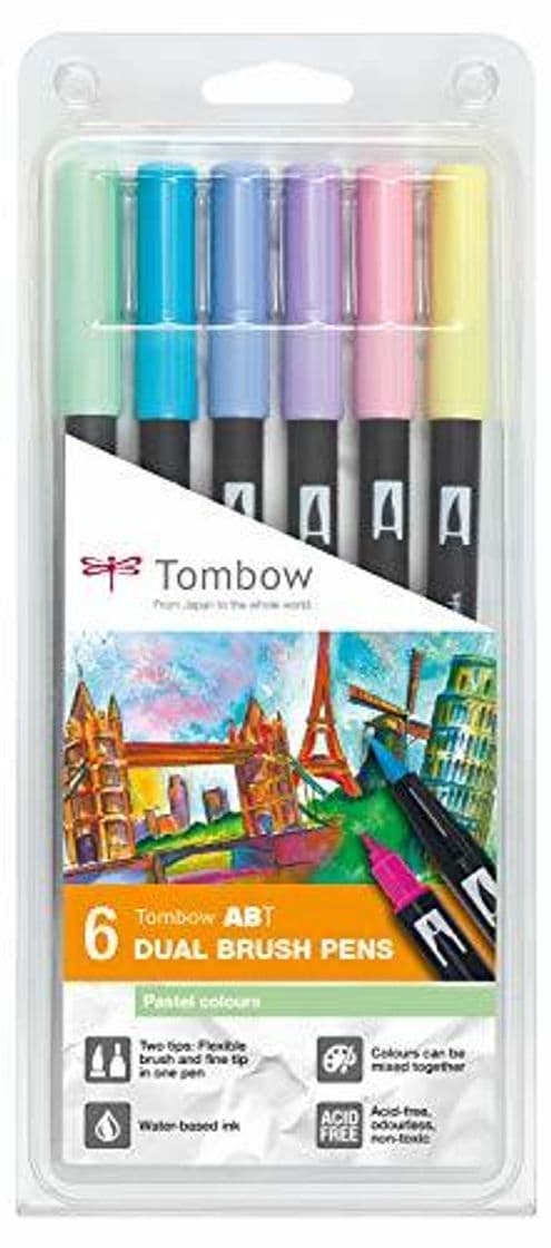 Electrónica Set De 6 Rotuladores Dual Brush Colores Pastel Tombow