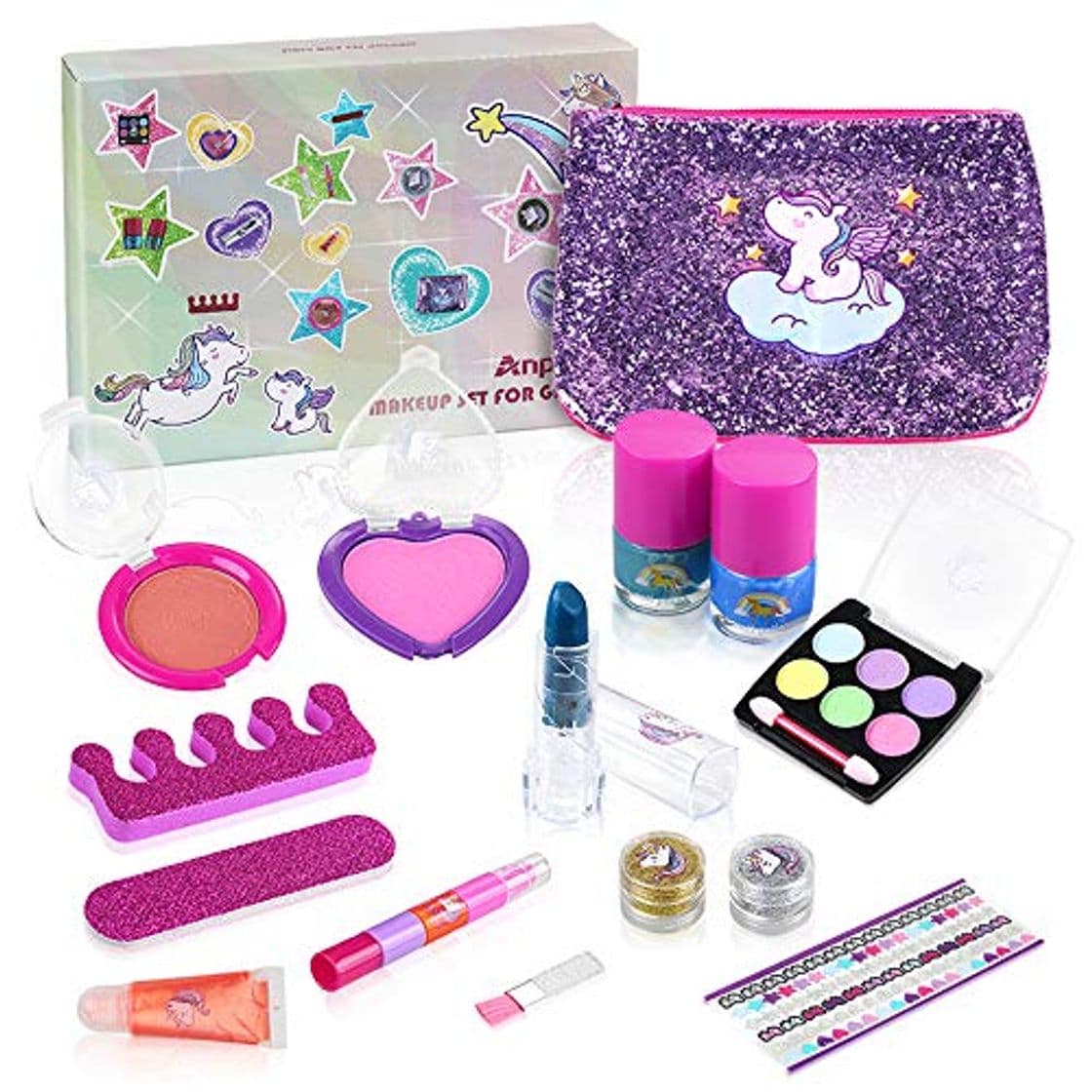 Lugar Anpro 15pcs Kit de Maquillaje Niñas