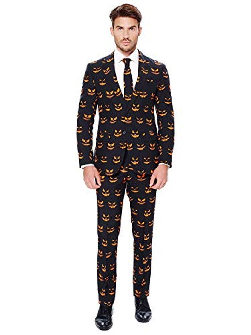 Place OppoSuits – Black-O Jack-O – Hombres Halloween Trajes con Divertidos Colores y