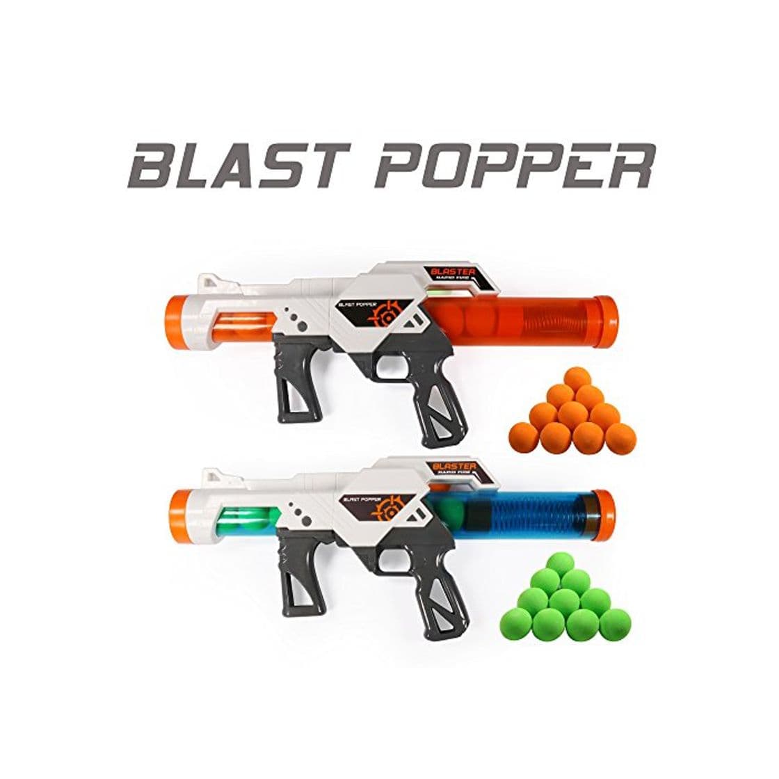 Product EP EXERCISE N PLAY 2 PCS Power Popper Gun Dual Battle Pack Foam Ball Shooter con Aire Pistolas de Juguete para niños Juegos de rol con Sus Familiares o Socios