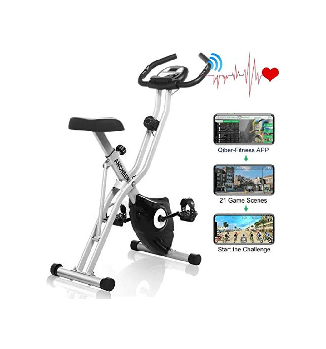 Product Ancheer Bicicleta Estática Plegable Bicicleta de Ejercicio 10 Niveles de Resistencia Magnética,