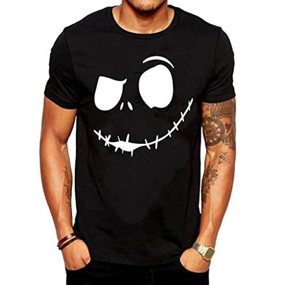 Producto Camisetas Hombre Lanskirt Camisas de Manga Corta con Cuello Redondo y Estampado Smiley Tops de Verano Elegante Polos de BáSica Camiseta para Hombres Diario 3XL