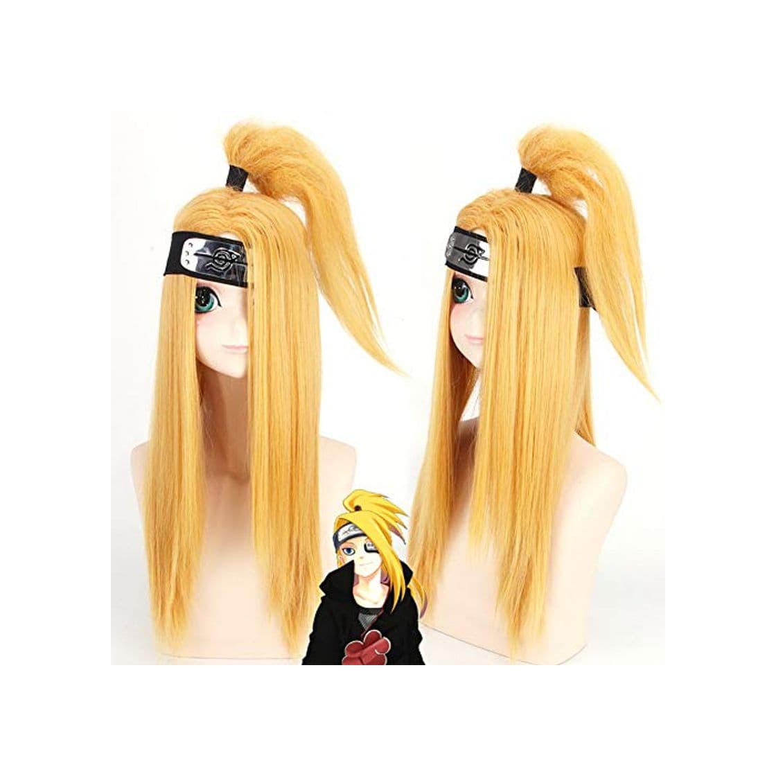 Producto HOOLAZA amarillo largo recto con una peluca de cola de caballo 70 cm Naruto Konan Cosplay peluca