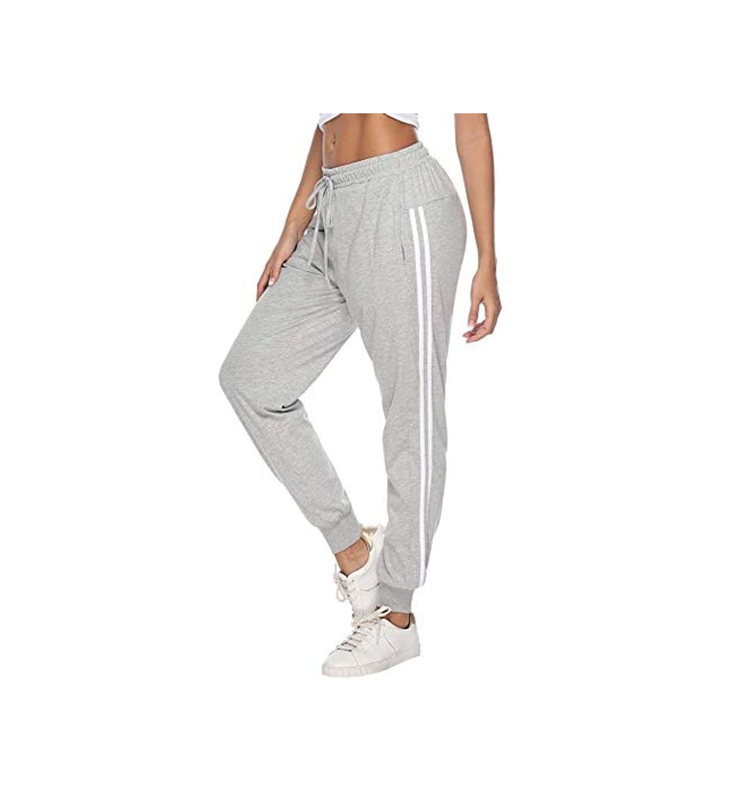 Product Hawiton Pantalon Chandal Mujer Largos Pantalones de Deporte Yoga Fitness Jogger Pantalones de Punto de Rayas